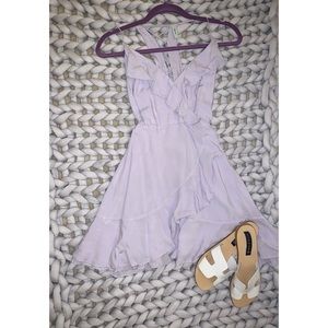 Lavender wrap ruffle dress